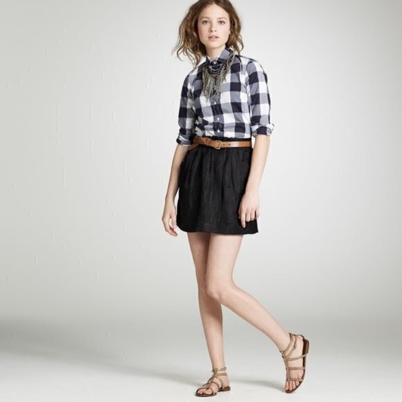 J. Crew Linen Charter Skirt in Black- Size 00 -Style 26135 - Picture 1 of 10